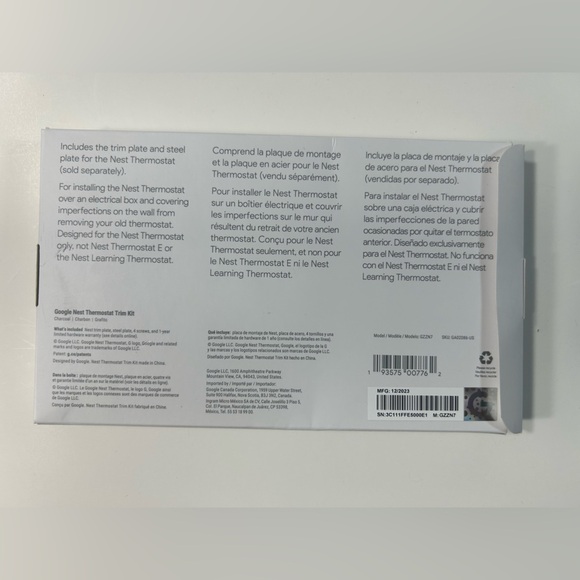 New Google Nest Thermostat Trim Kit - Charcoal - Picture 2 of 5